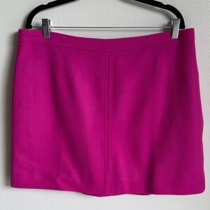 NWT J. Crew Bright Pink Natasha Skirt in Double-Serge 100% Wool, BM881, Size 16